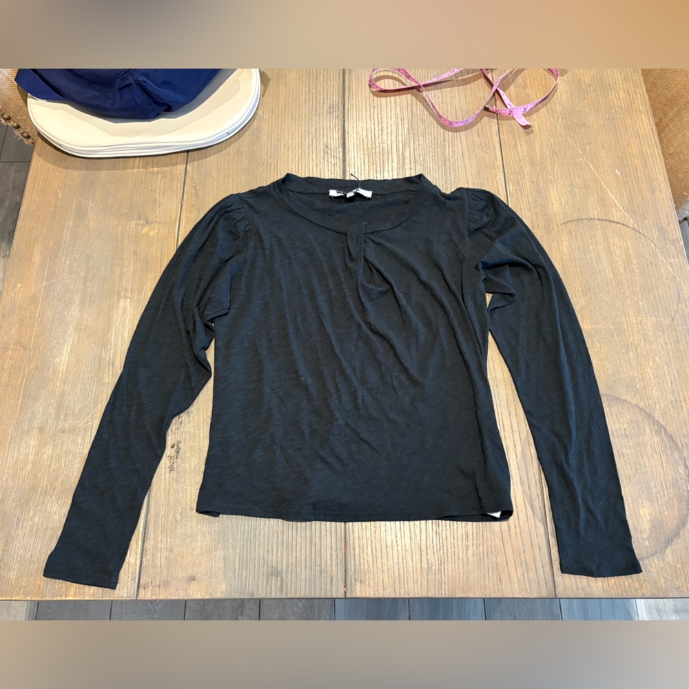 Joe's Jeans Black Long Sleeve henley knit top